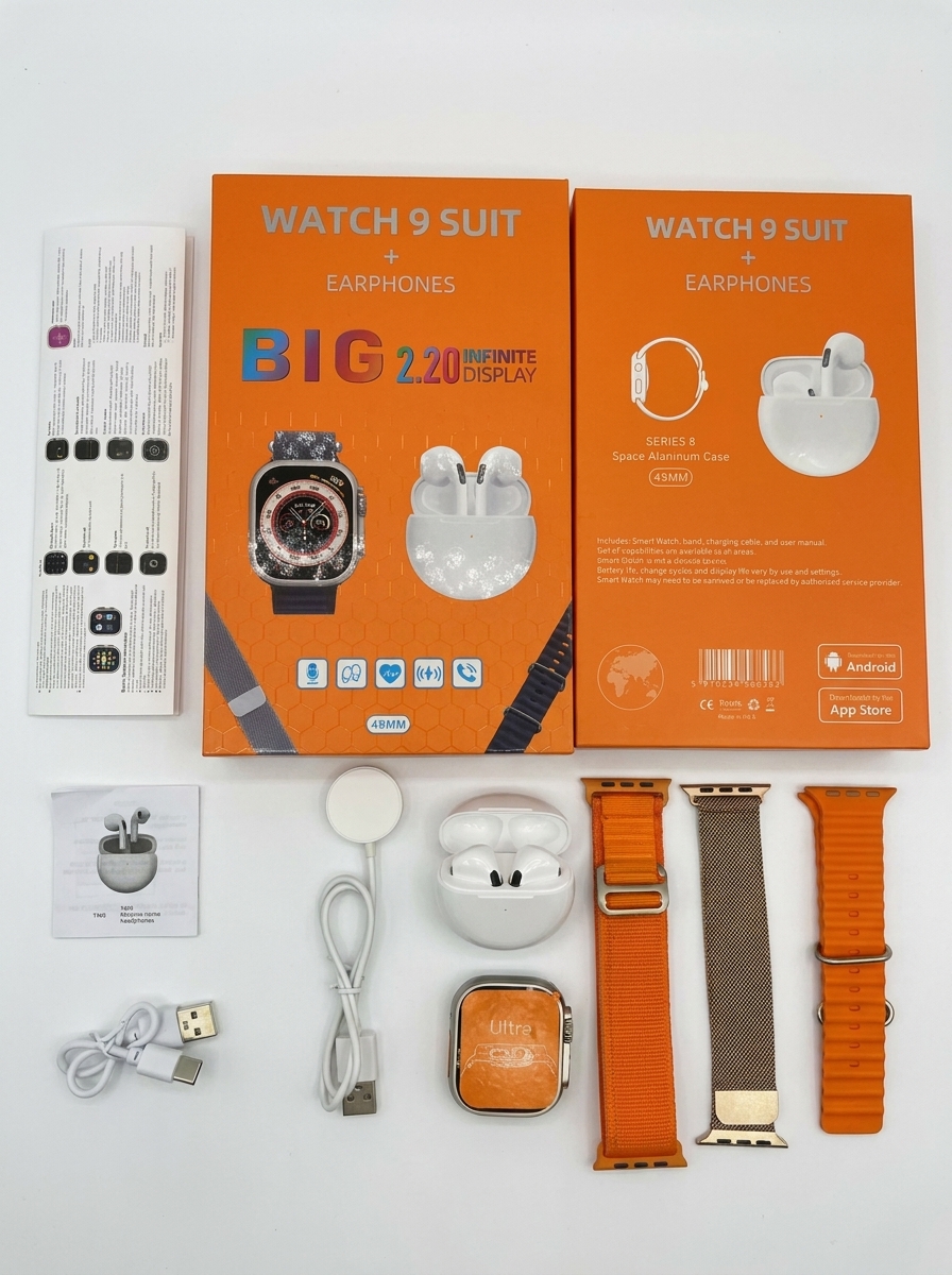 ساعة ذكية وسماعة Watch 9 Suit